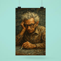 Paul Erdős in chaotic chalk dusted concentration poster 6