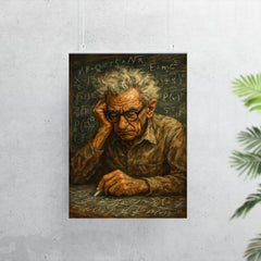 Paul Erdős in chaotic chalk dusted concentration poster 7