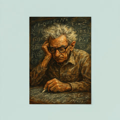 Paul Erdős in chaotic chalk dusted concentration poster 8