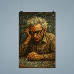 Paul Erdős in chaotic chalk dusted concentration poster 9