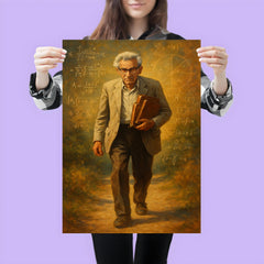 Paul Erdős wandering with mathematical notebooks poster 3