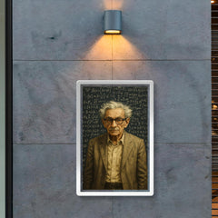 Paul Erdos amid dense theorem covered blackboards poster 2
