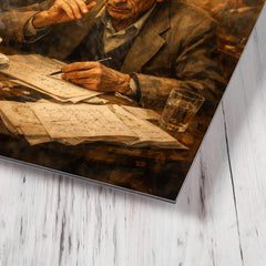 Paul Erdos in theorem strewn café haze metal print mockup