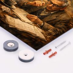 Paul Erdos in theorem strewn café haze metal print mockup