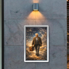 Paul Erdos wandering with suitcase and equations poster 2