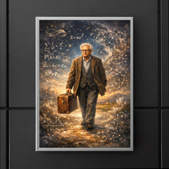 Paul Erdos wandering with suitcase and equations poster 5