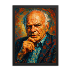 Paul Feyerabend framed print on a plain backdrop in size 18"x24".