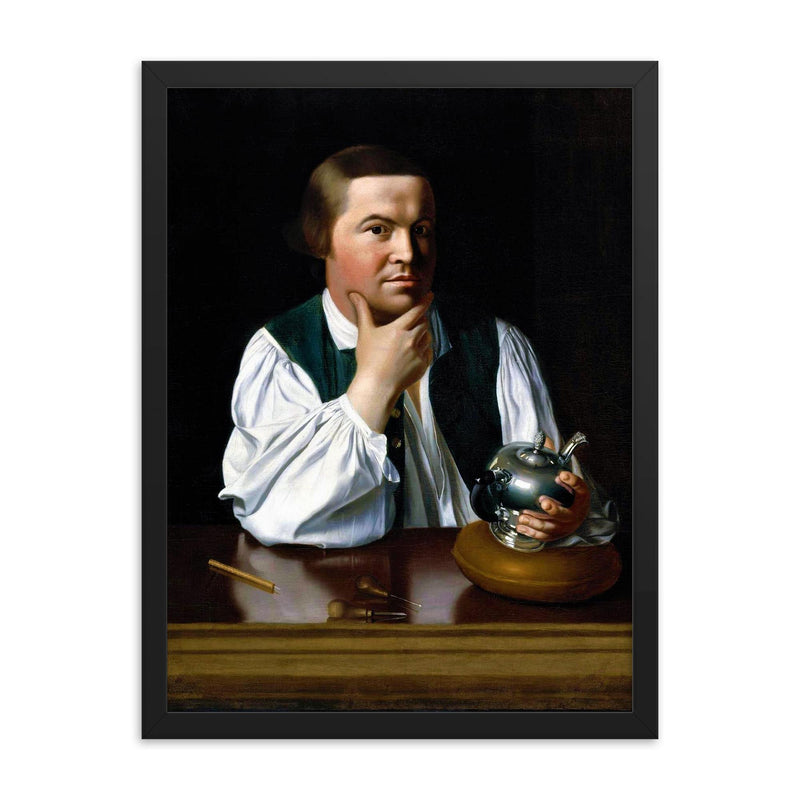 Paul Revere framed print on a plain backdrop in size 18