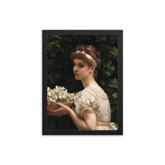 Pea Blossoms by Edward John Poynter framed print on a plain backdrop in size 12"x16".
