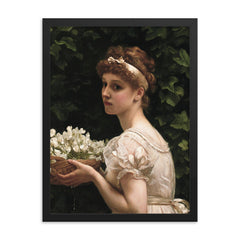 Pea Blossoms by Edward John Poynter framed print on a plain backdrop in size 18"x24".