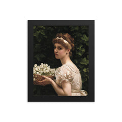 Pea Blossoms by Edward John Poynter framed print on a plain backdrop in size 8"x10".