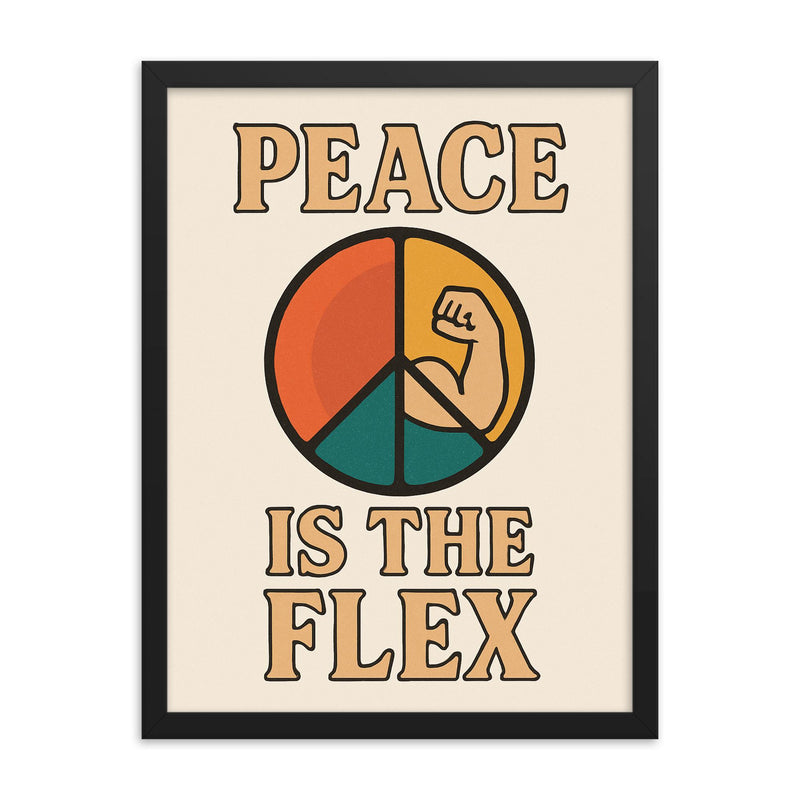 Peace is the flex framed print on a plain backdrop in size 18