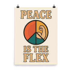 Peace is the flex poster on a plain backdrop in size 8"x10".