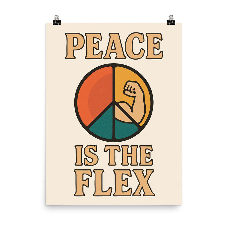 Peace is the flex poster on a plain backdrop in size 8