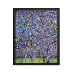 Pear Tree by Gustav Klimt, 1903 framed print on a plain backdrop in size 16"x20".