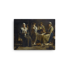 Peasant Family in an Interior by the Le Nain Brothers, c. 1642 canvas print on a plain backdrop in size 12"x16".