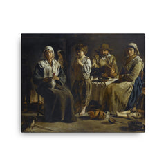 Peasant Family in an Interior by the Le Nain Brothers, c. 1642 canvas print on a plain backdrop in size 16"x20".