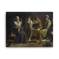 Peasant Family in an Interior by the Le Nain Brothers, c. 1642 canvas print on a plain backdrop in size 18"x24".