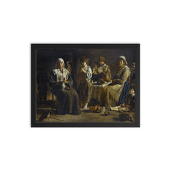 Peasant Family in an Interior by the Le Nain Brothers, c. 1642 framed print on a plain backdrop in size 12"x16".