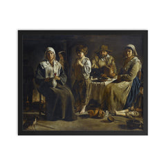 Peasant Family in an Interior by the Le Nain Brothers, c. 1642 framed print on a plain backdrop in size 16"x20".