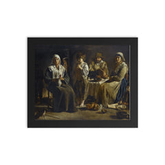 Peasant Family in an Interior by the Le Nain Brothers, c. 1642 framed print on a plain backdrop in size 8"x10".