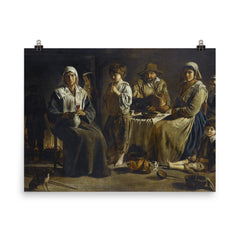Peasant Family in an Interior by the Le Nain Brothers, c. 1642 poster on a plain backdrop in size 8"x10".
