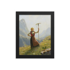 Peasant Girl by Hans Dahl framed print on a plain backdrop in size 8"x10".