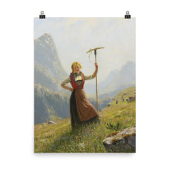 Peasant Girl by Hans Dahl poster on a plain backdrop in size 8"x10".