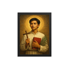 Pedro Calungsod framed print on a plain backdrop in size 12"x16".