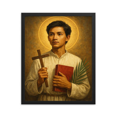 Pedro Calungsod framed print on a plain backdrop in size 16"x20".