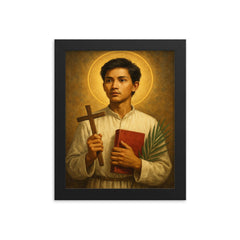 Pedro Calungsod framed print on a plain backdrop in size 8"x10".
