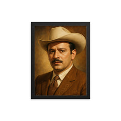 Pedro Infante portrait framed print on a plain backdrop in size 12"x16".