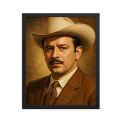 Pedro Infante portrait framed print on a plain backdrop in size 16"x20".