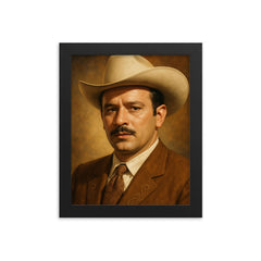 Pedro Infante portrait framed print on a plain backdrop in size 8"x10".