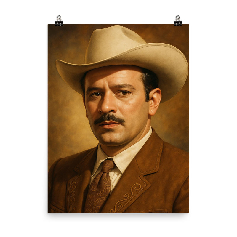 Pedro Infante portrait poster on a plain backdrop in size 8
