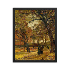 People Strolling in a Park in Paris by Vincent Van Gogh framed print on a plain backdrop in size 16"x20".