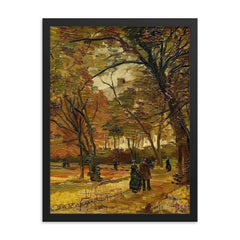 People Strolling in a Park in Paris by Vincent Van Gogh framed print on a plain backdrop in size 18"x24".