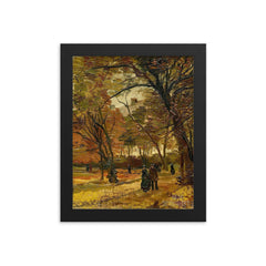 People Strolling in a Park in Paris by Vincent Van Gogh framed print on a plain backdrop in size 8"x10".