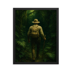 Percy Fawcett entering Amazonian green darkness framed print on a plain backdrop in size 16"x20".