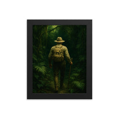 Percy Fawcett entering Amazonian green darkness framed print on a plain backdrop in size 8"x10".
