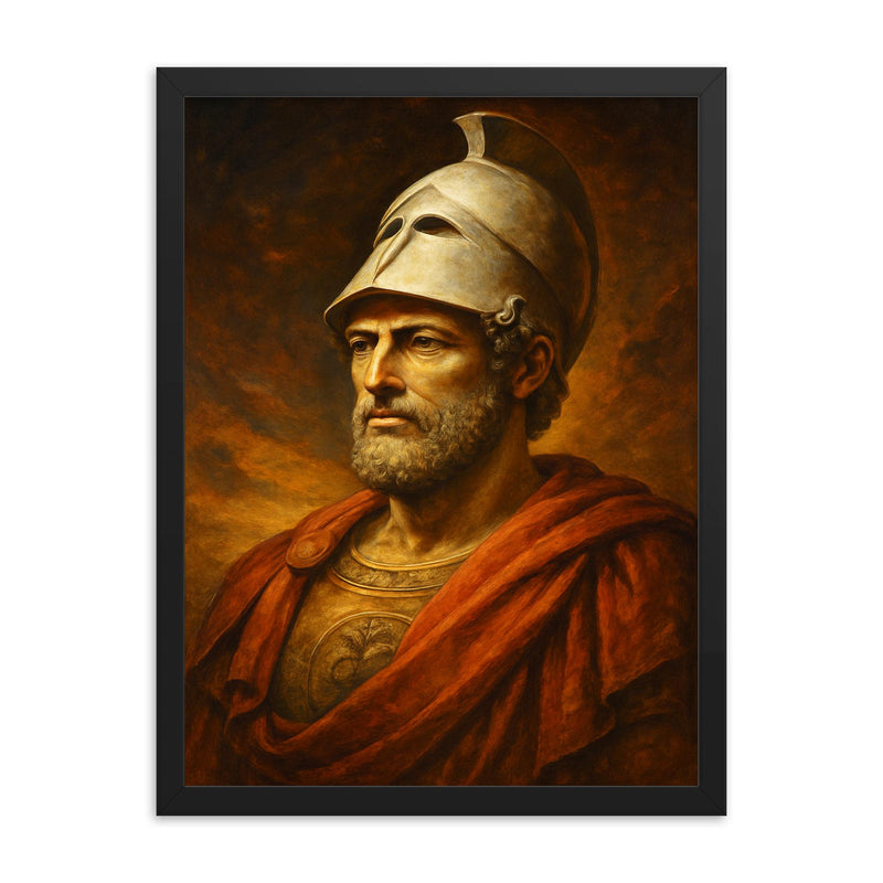 Pericles framed print on a plain backdrop in size 18