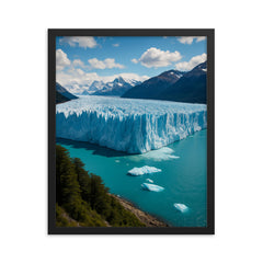 Perito Moreno Glacier Argentina framed print on a plain backdrop in size 16"x20".