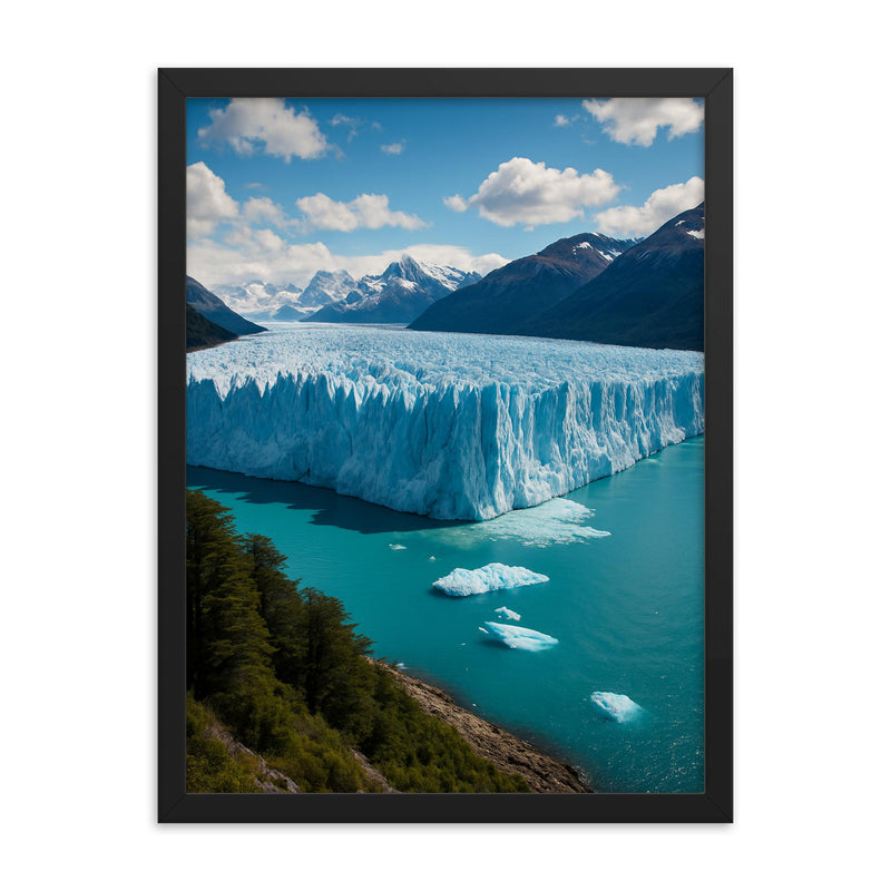 Perito Moreno Glacier Argentina framed print on a plain backdrop in size 18