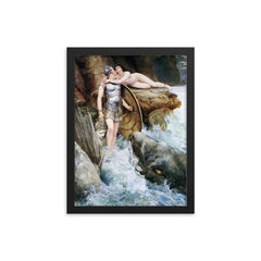 Perseus and Andromeda by Charles Napier Kennedy framed print on a plain backdrop in size 12"x16".