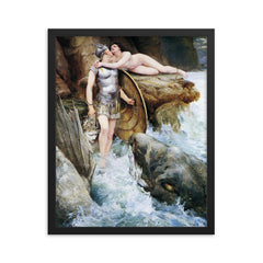 Perseus and Andromeda by Charles Napier Kennedy framed print on a plain backdrop in size 16"x20".