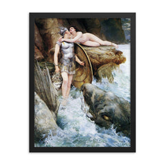 Perseus and Andromeda by Charles Napier Kennedy framed print on a plain backdrop in size 18"x24".