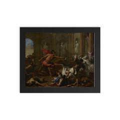 Perseus Confronting Phineus with the Head of Medusa by Sebastiano Ricci framed print on a plain backdrop in size 8"x10".