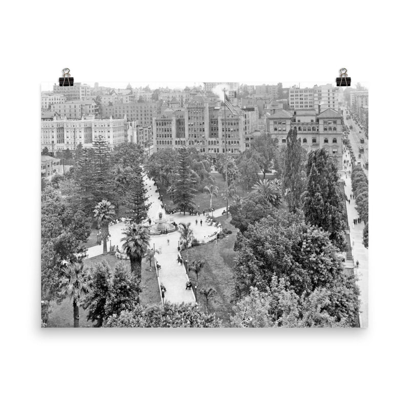 Pershing Square, Los Angeles, 1918 poster on a plain backdrop in size 8