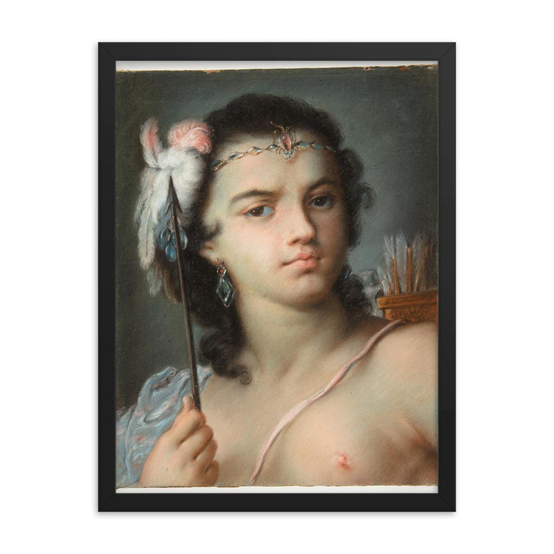 Personification of America by Rosalba Carriera, 1700s framed print on a plain backdrop in size 18