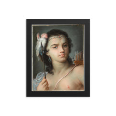 Personification of America by Rosalba Carriera, 1700s framed print on a plain backdrop in size 8"x10".